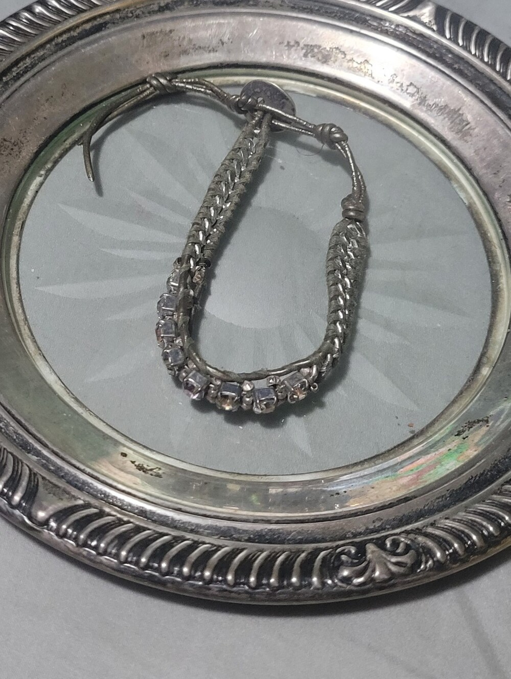 Silver Sterling Crystal Braided Adjustable Bracelet - Women Jewelry